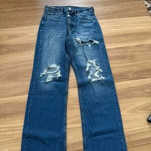 Aeropostale Ripped Straight Leg Blue Jeans